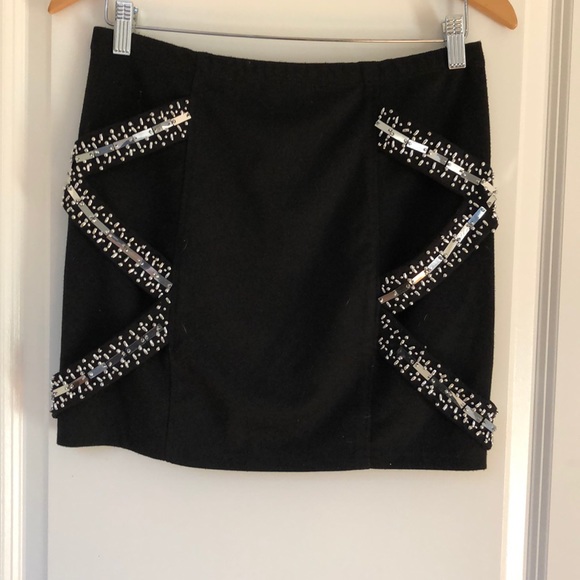 Black Beaded Mini Skirt - Picture 2 of 2